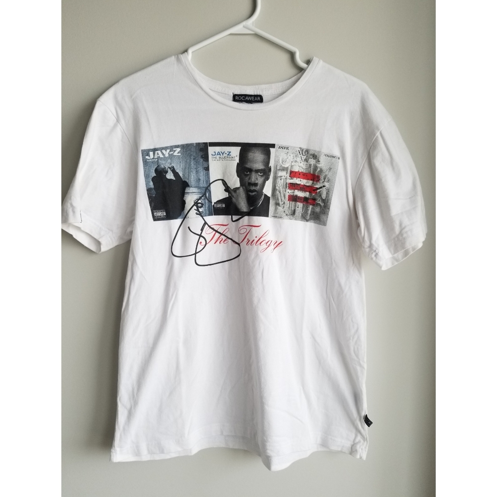 VINTAGE JAYZ ROCKAWEAR MENS MEDIUM WHITE TEE